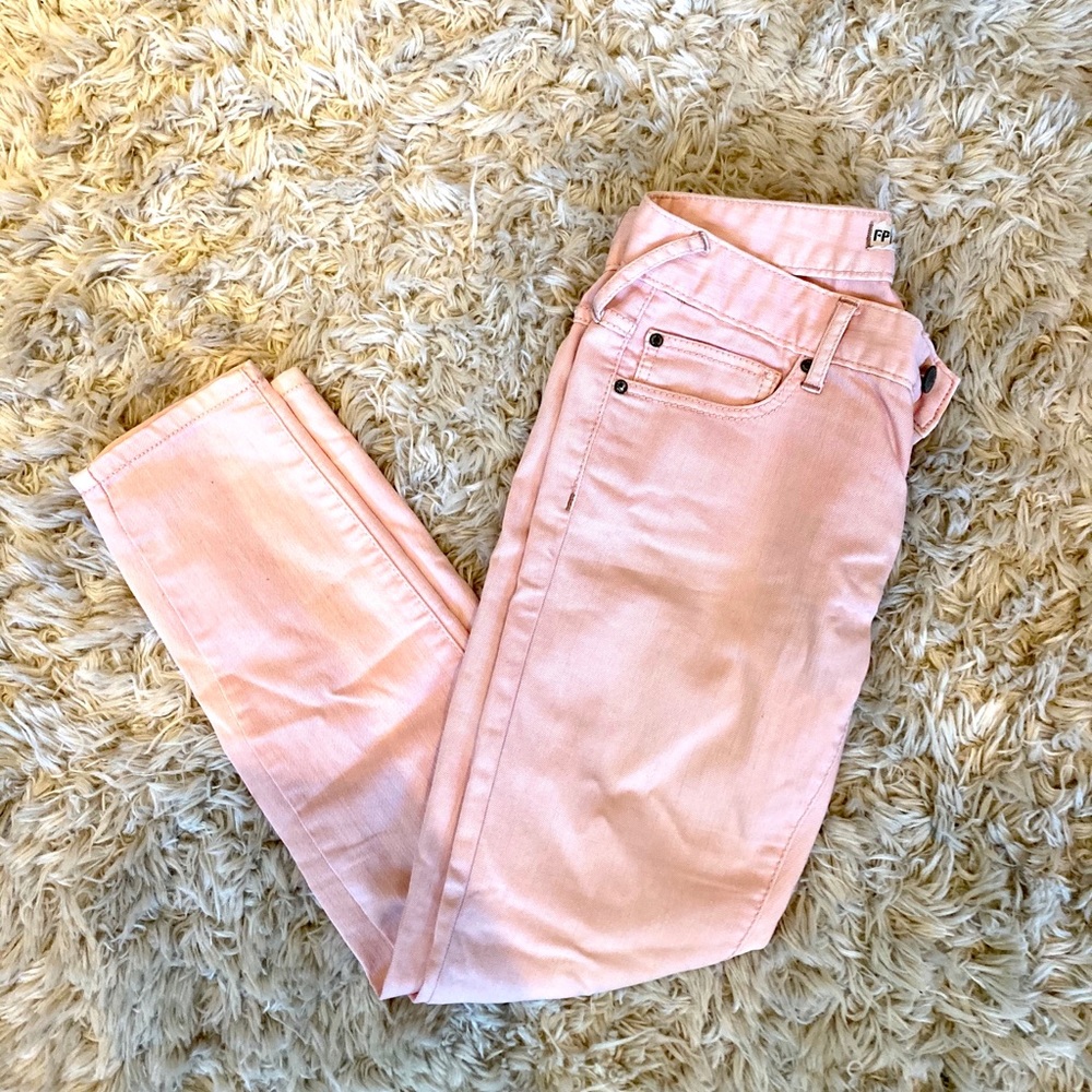 Free People Light Pink Ankle Jeans